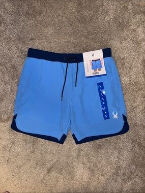 Spyder Light Blue Swim Trunks with Navy Accents